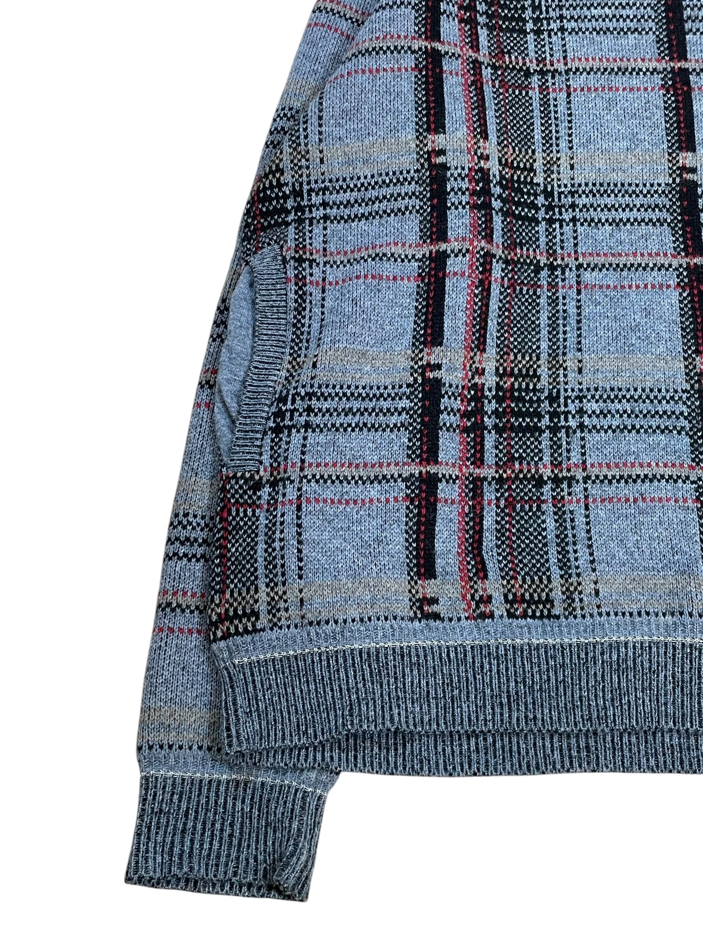 Undercover Wool Blend Plaid Knit Sweater with Side Pockets (L)
