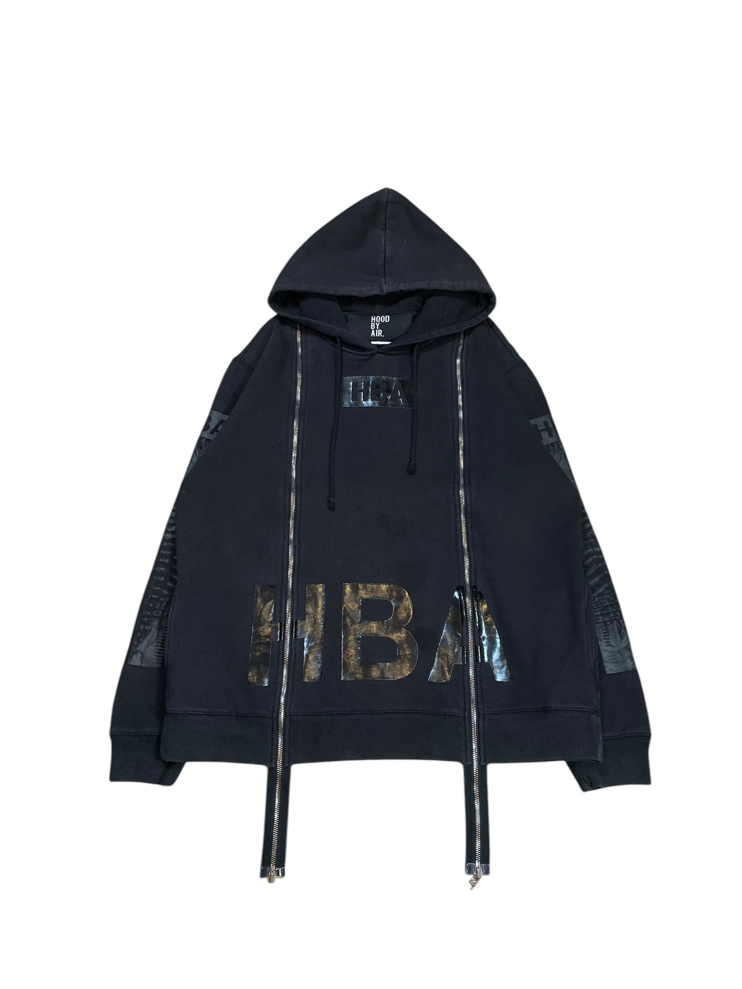 Hood By Air Skeleton Gloss Spine Print Full Zipper Hoodie (L)