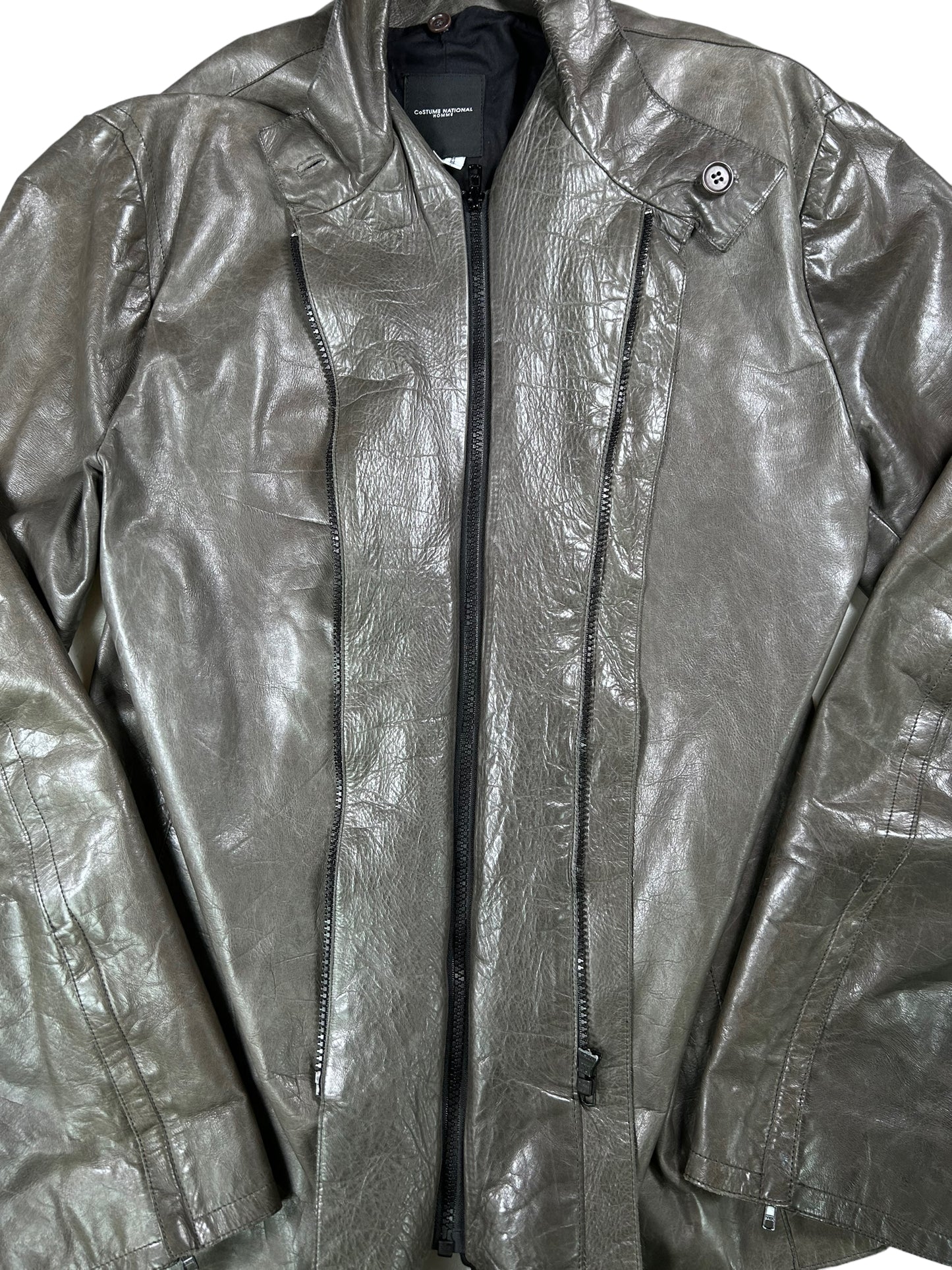 CoSTUME NATIONAL Homme Double Zipper 2-Way Polished Lamb Leather Blouson (L)