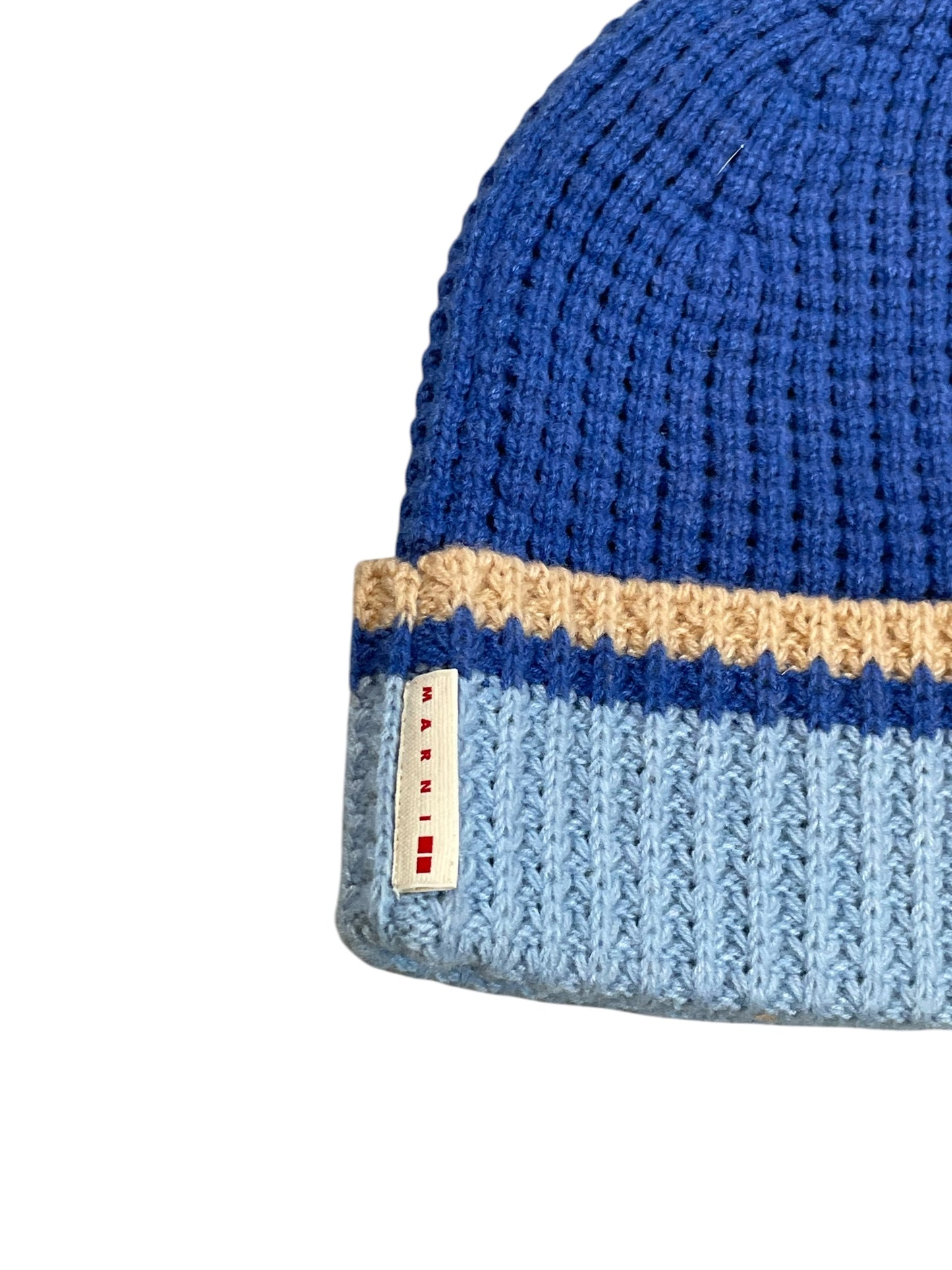 2020s Marni x Uniqlo Two-Tone Blue Knit Beanie