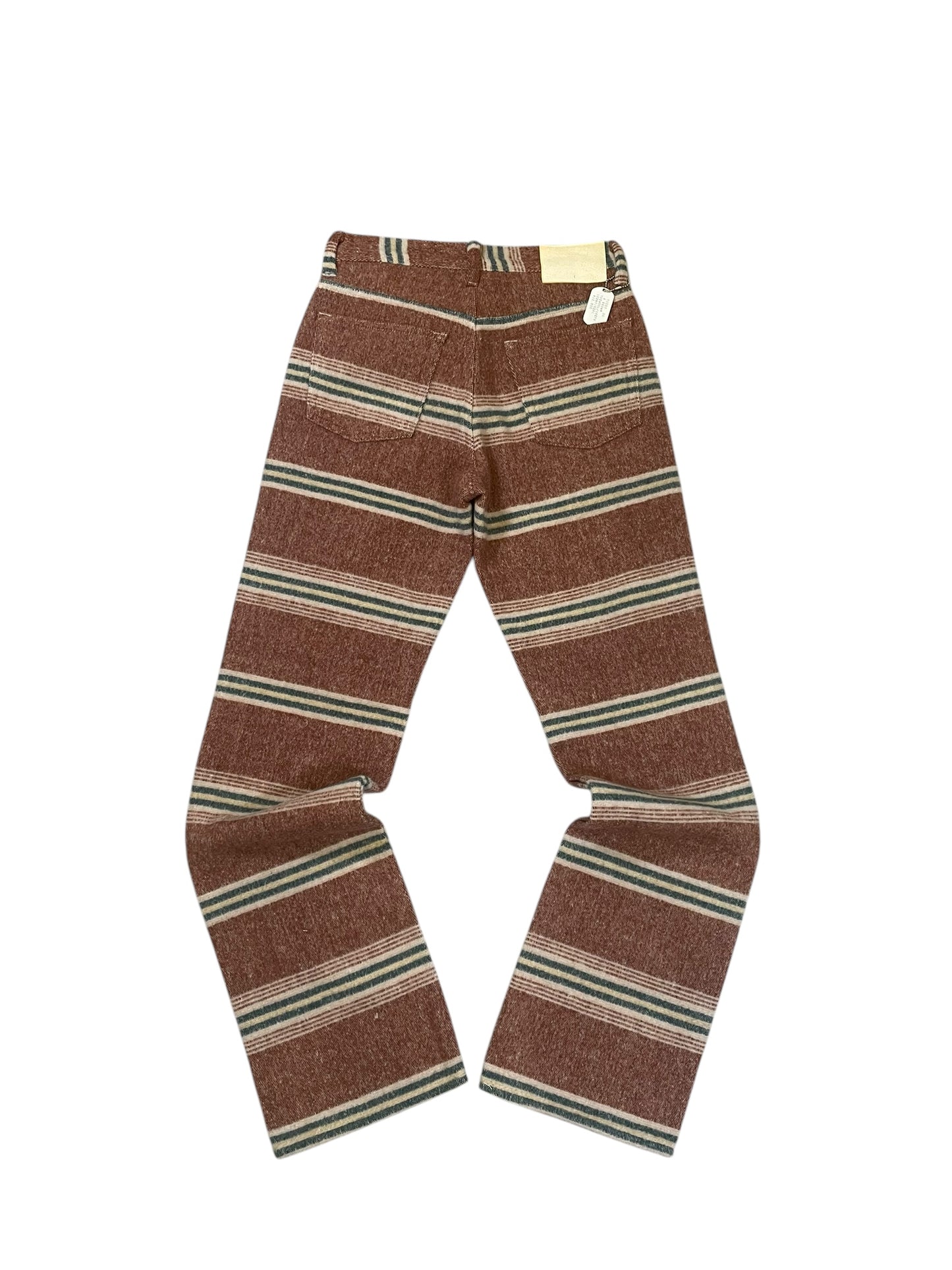 2000s Johnbull Striped Wool-Blend Trousers in Brown (30in)