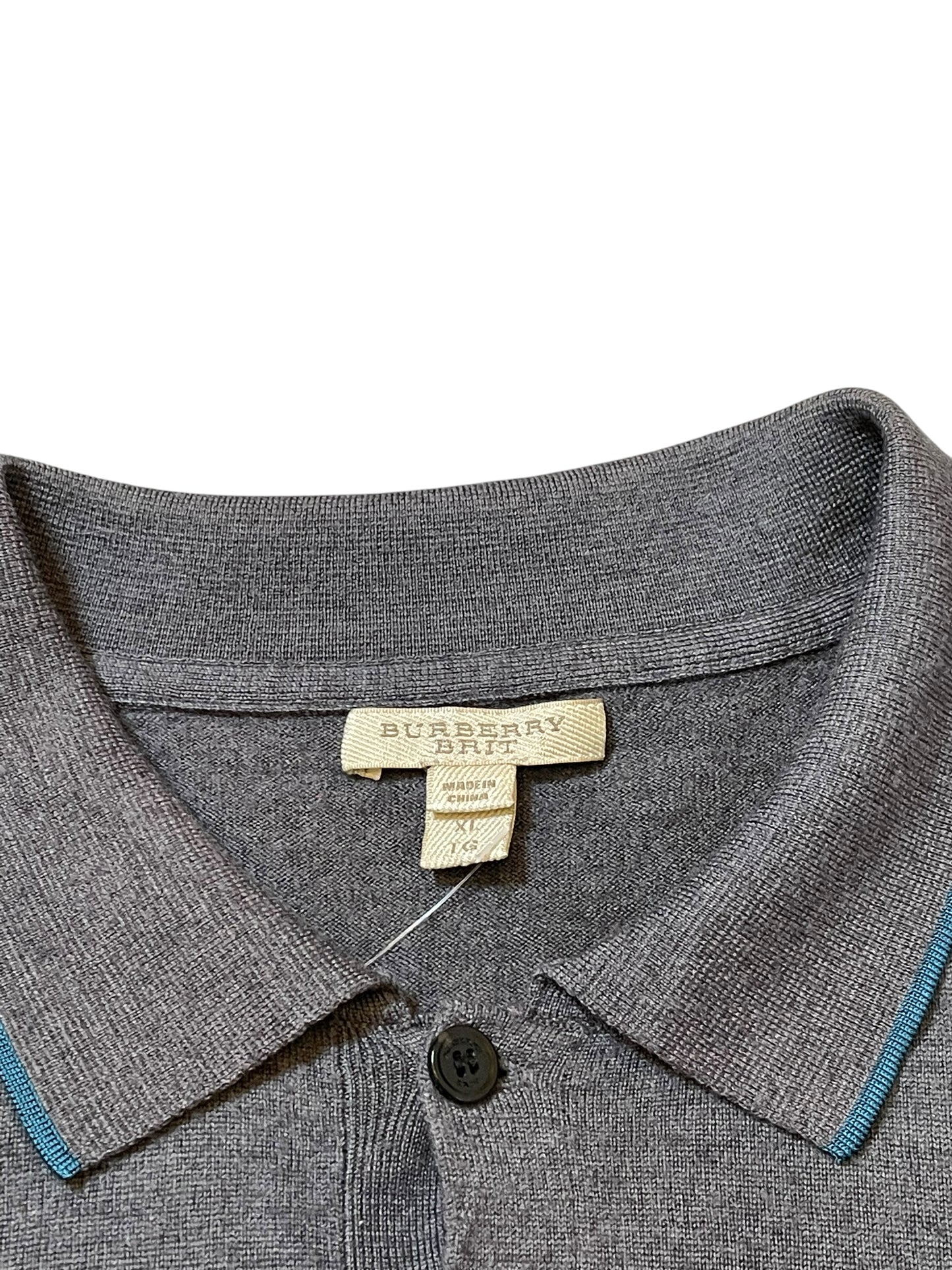 2010s Burberry Brit Extra Fine Merino Wool Polo Sweater (XL)