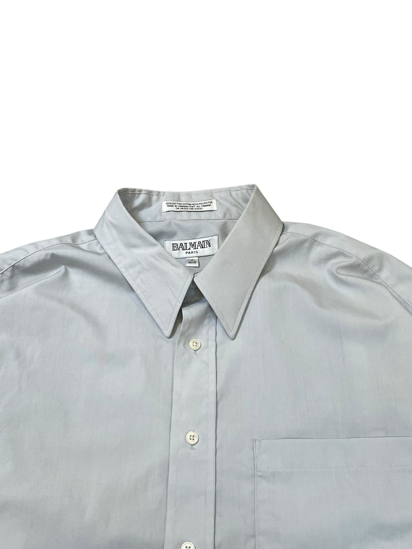 1990s Balmain Paris Classic Grey Button-Up Shirt (L)