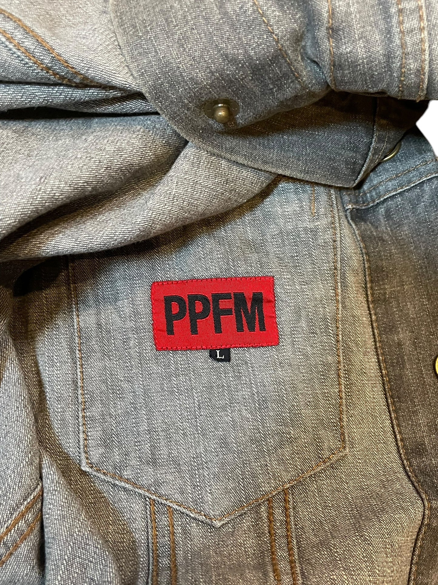 2000s PPFM Grey Denim Trucker Jacket (L)