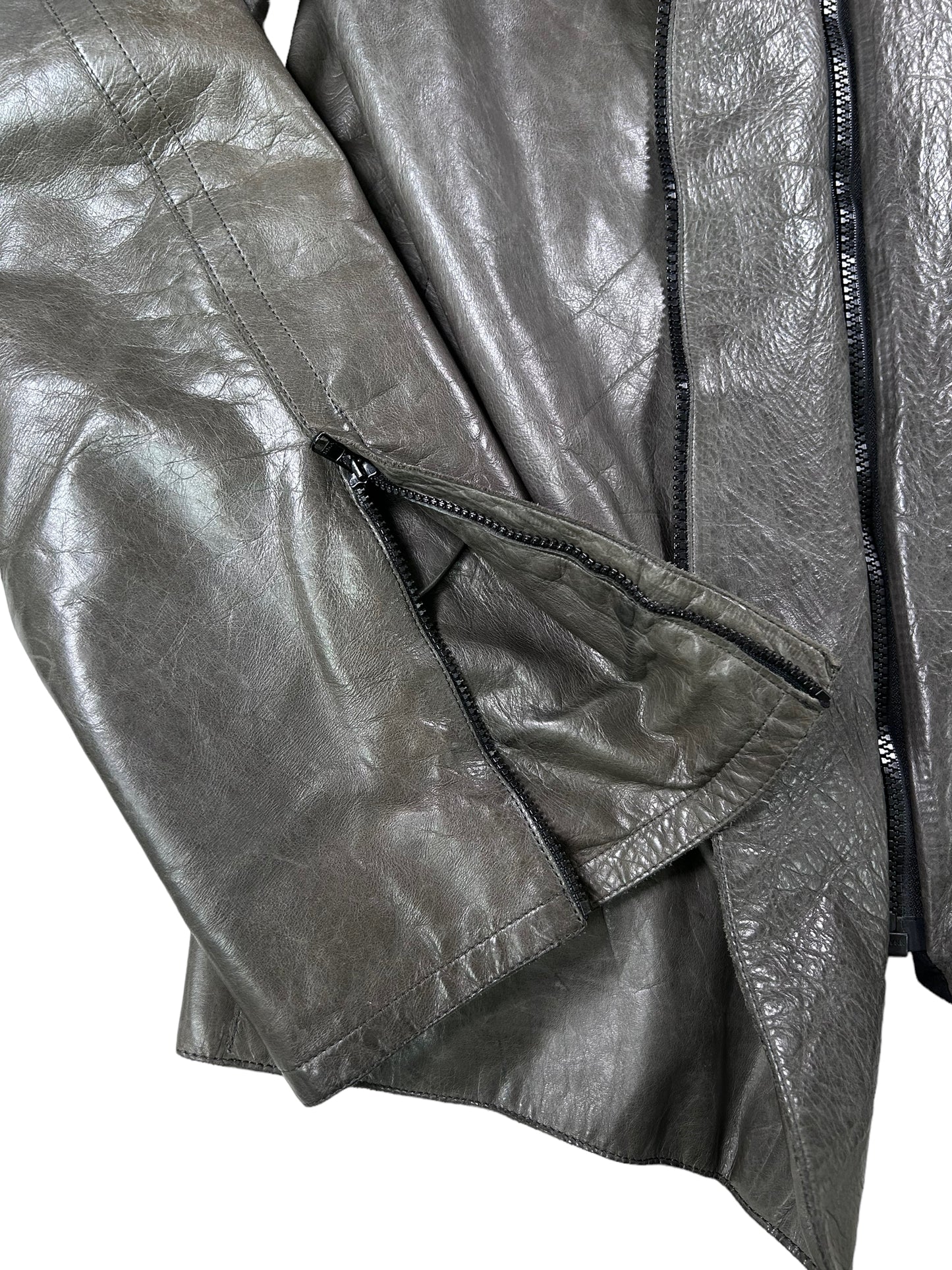 CoSTUME NATIONAL Homme Double Zipper 2-Way Polished Lamb Leather Blouson (L)