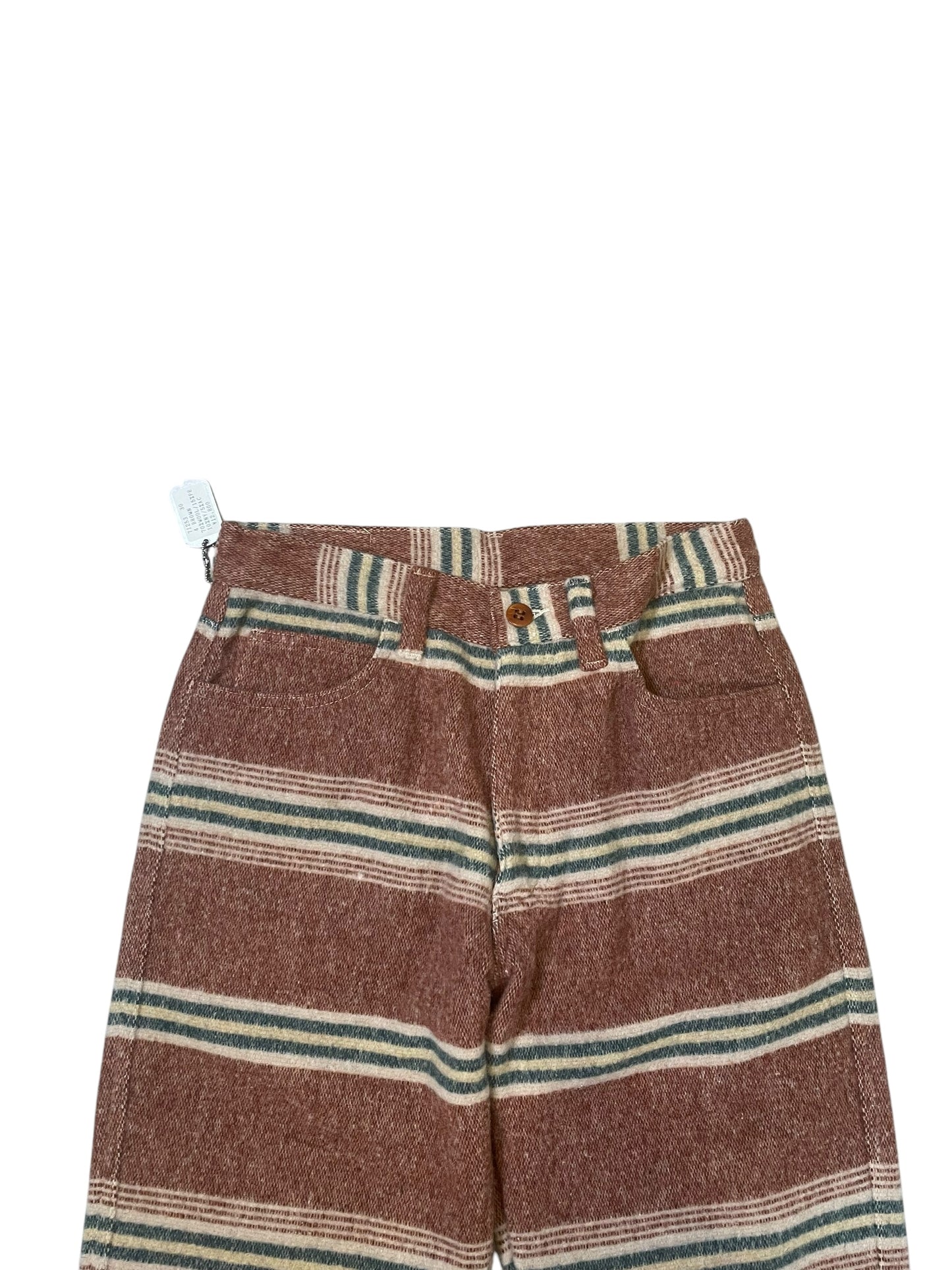 2000s Johnbull Striped Wool-Blend Trousers in Brown (30in)