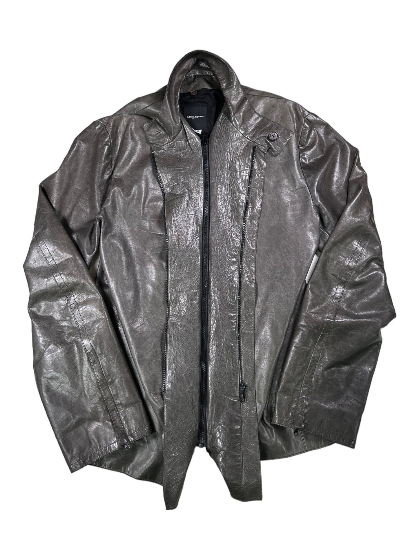 CoSTUME NATIONAL Homme Double Zipper 2-Way Polished Lamb Leather Blouson (L)