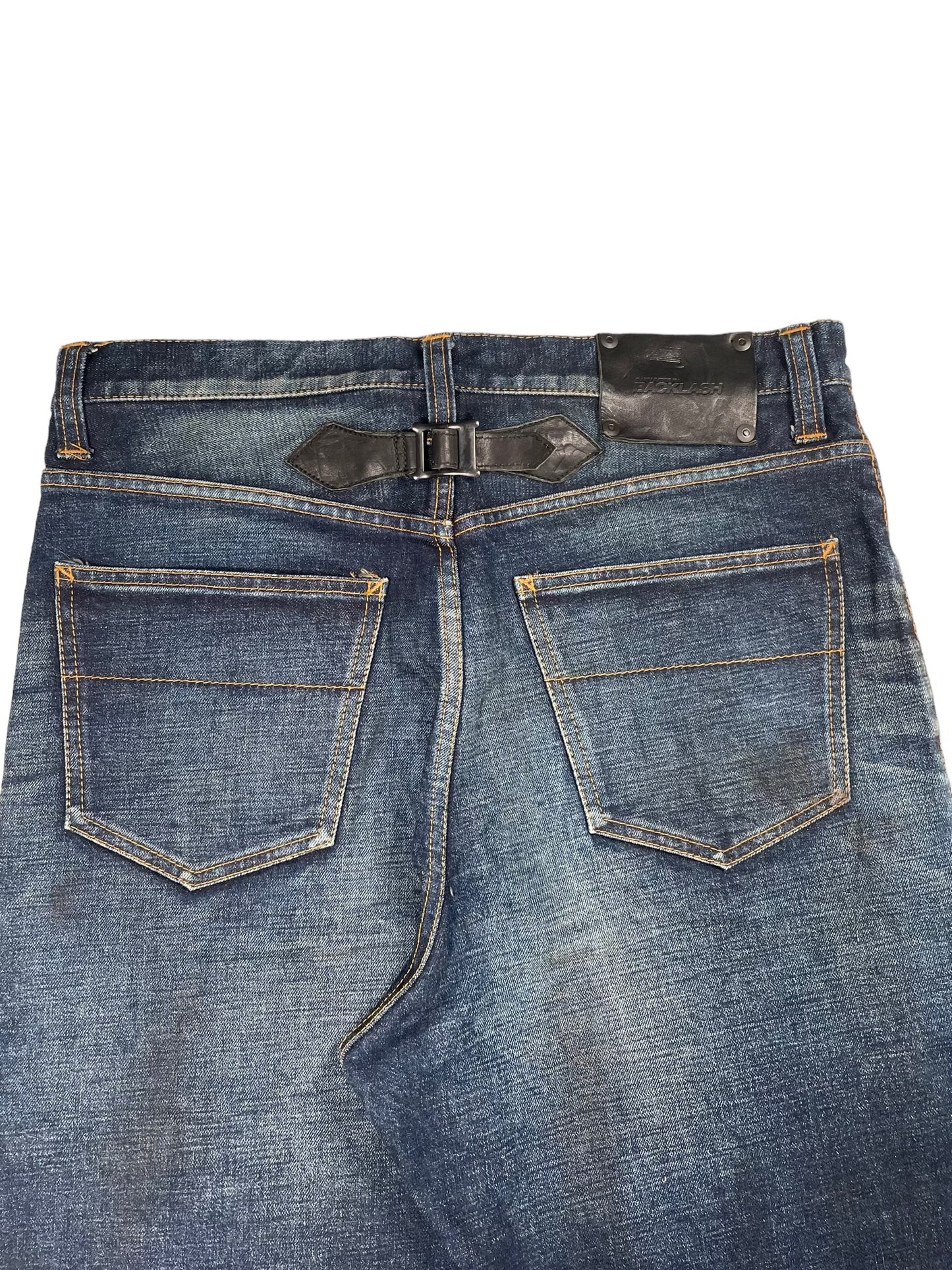 2017SS Isamu Katayama Backlash SAMPLE Light Wax Whisker Fade Denim Shorts (32in)