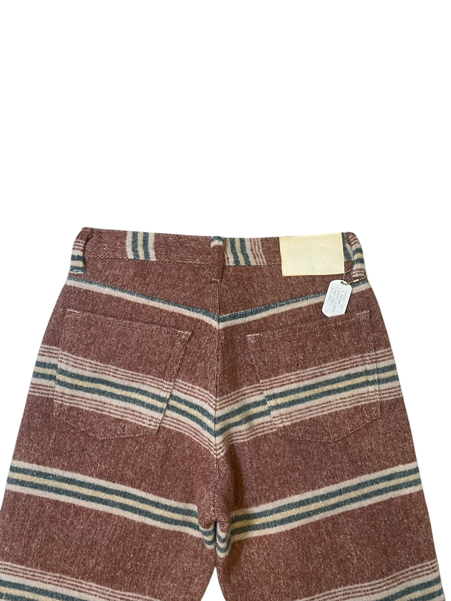 2000s Johnbull Striped Wool-Blend Trousers in Brown (30in)