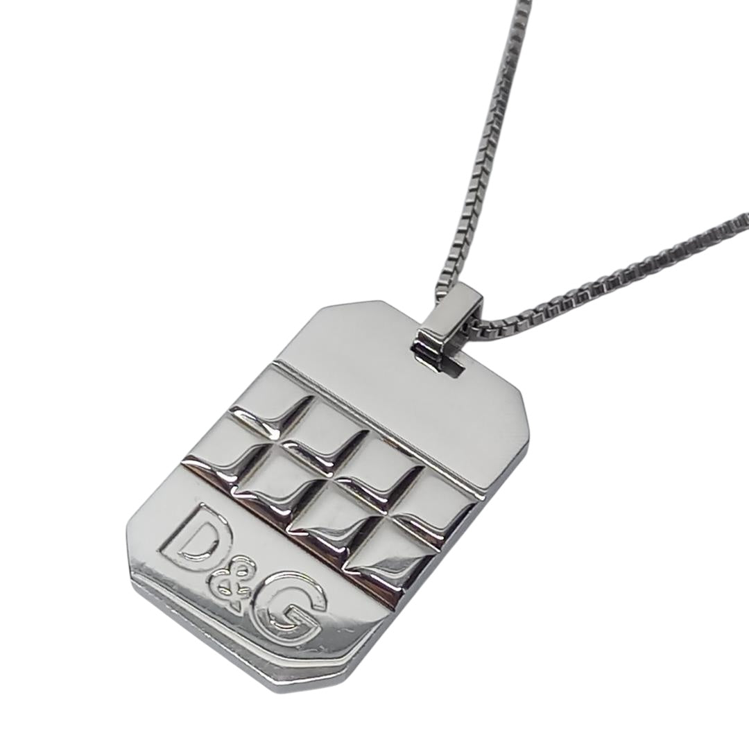 Dolce & Gabbana Sterling Silver Dog Tag Necklace