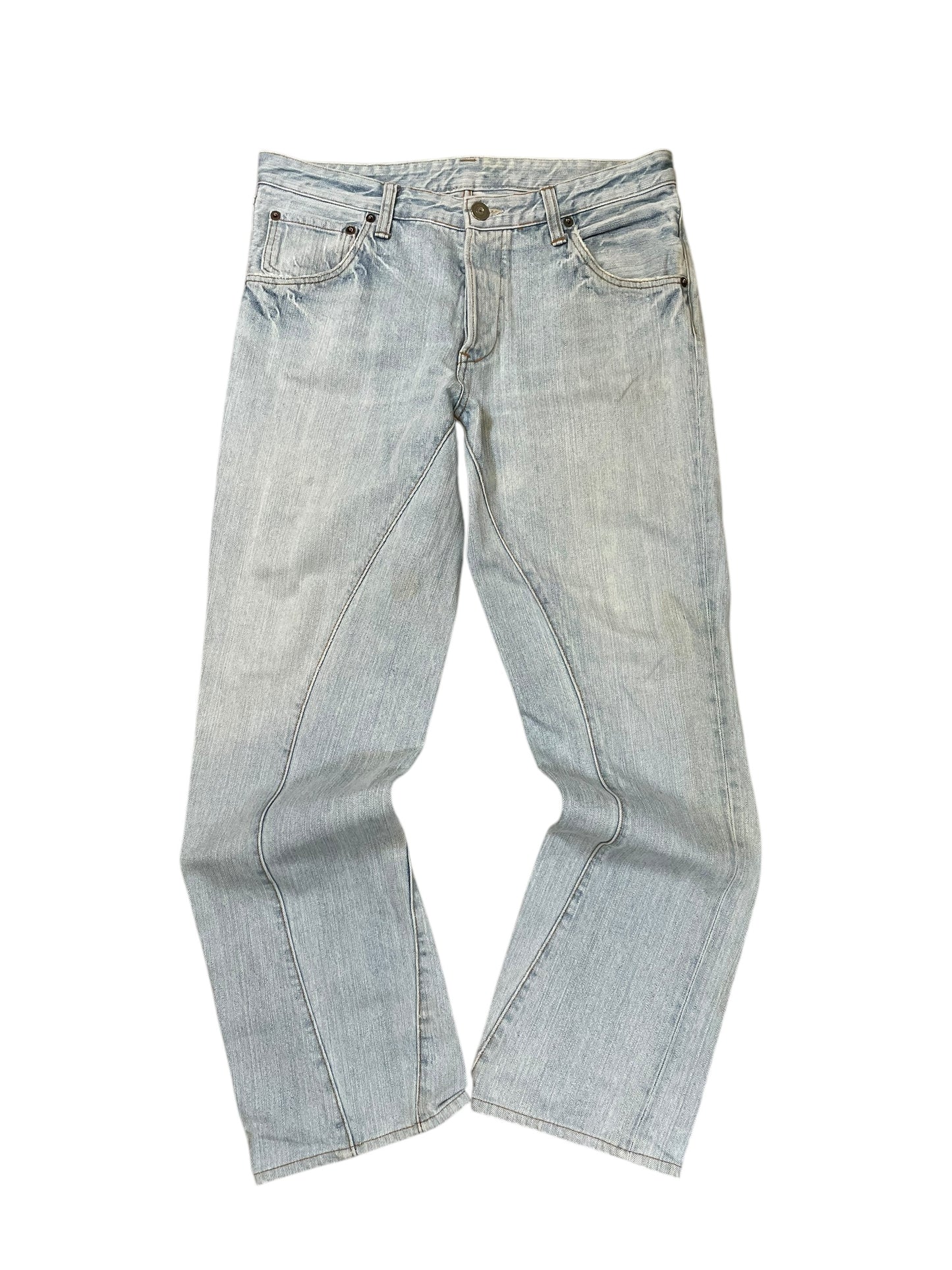 1990s Johnbull Light Wash Denim with Curved Paneling (34in)