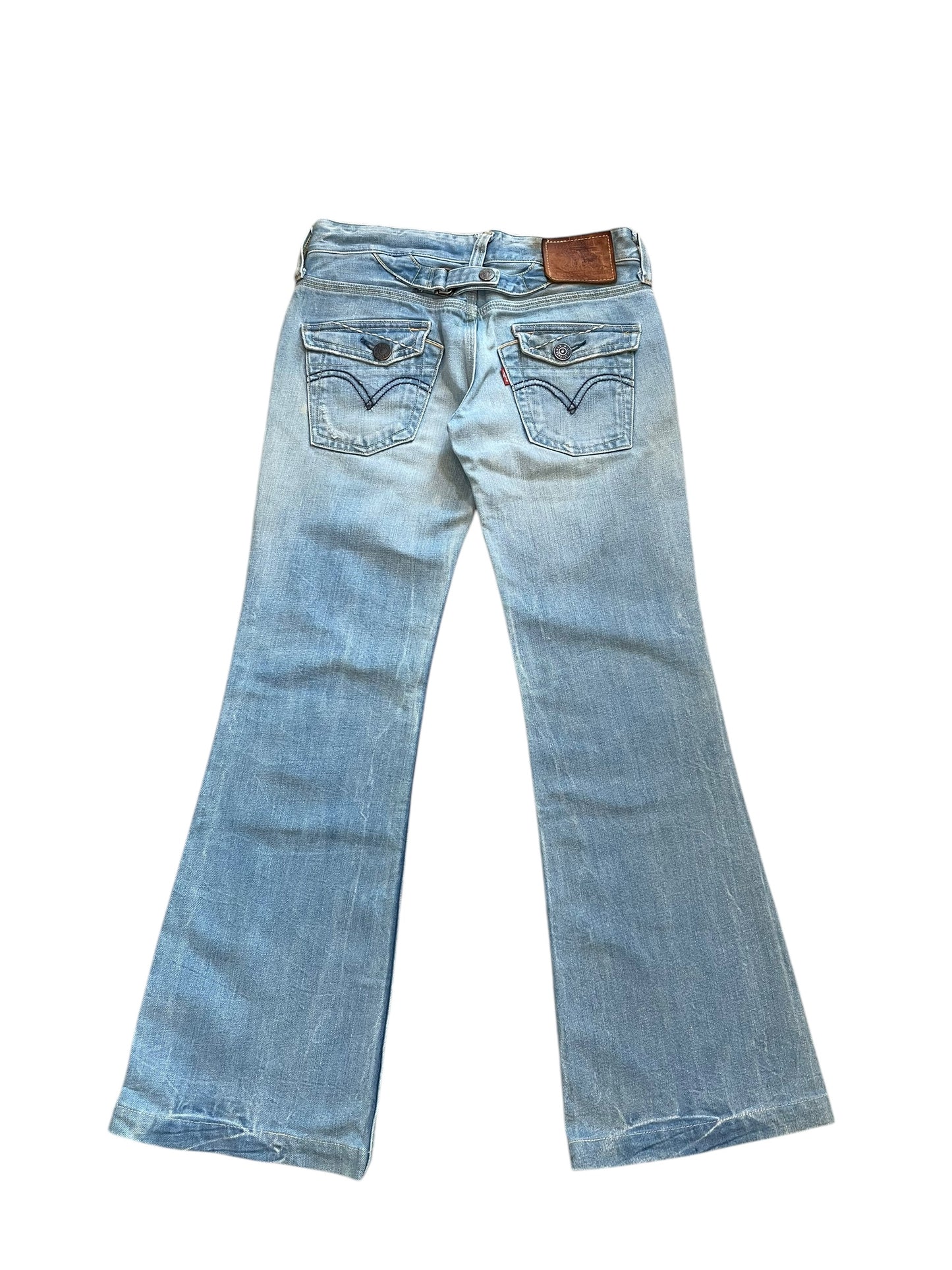 2000s Levi’s Sample Lightwash Flared Buckleback Denim (28x29)