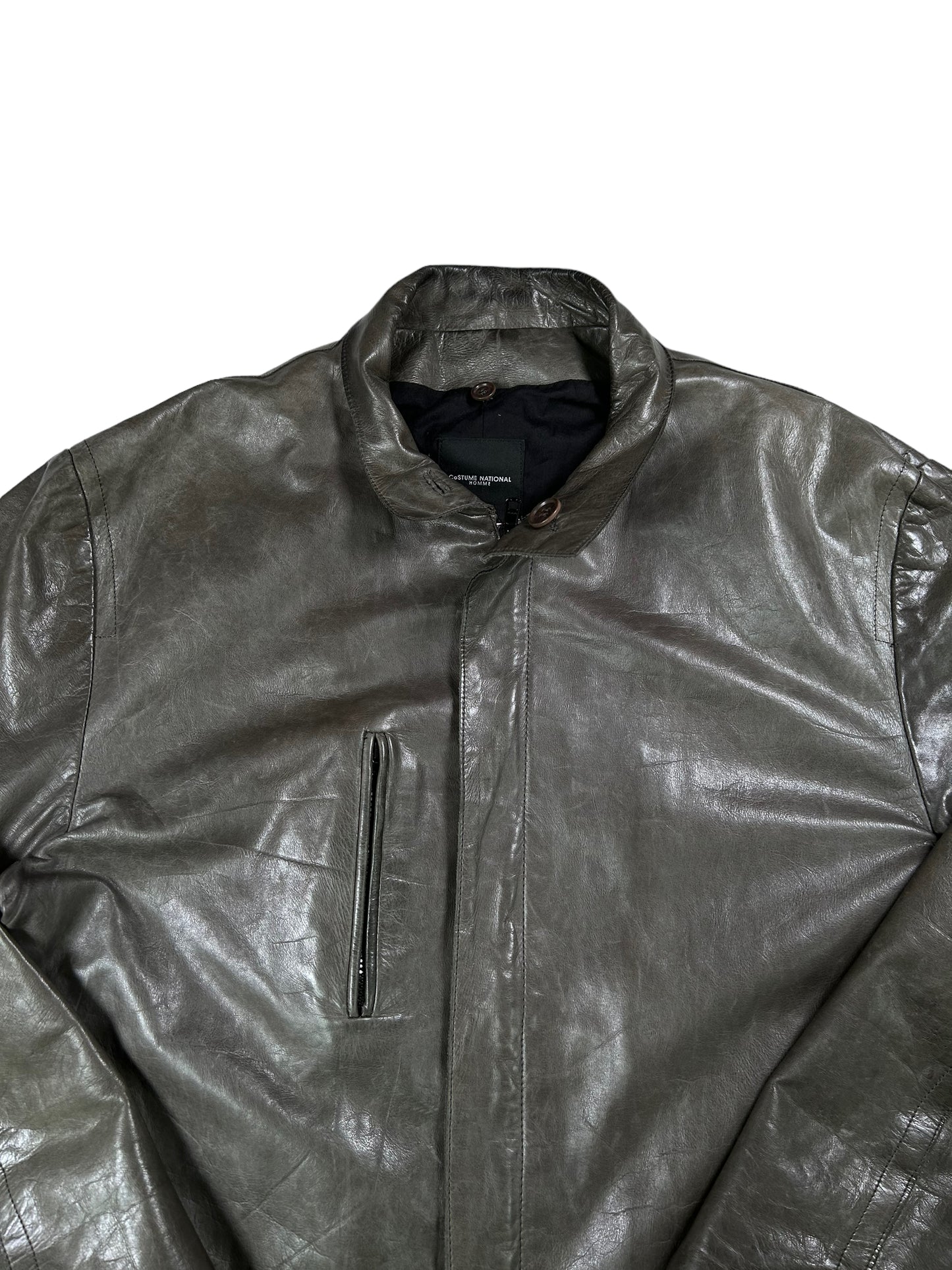 CoSTUME NATIONAL Homme Double Zipper 2-Way Polished Lamb Leather Blouson (L)